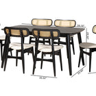 Baxton Studio Tarana Mid-Century Modern Cream Fabric and Black Finished Wood 7-Piece Dining Set