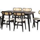 Baxton Studio Tarana Mid-Century Modern Cream Fabric and Black Finished Wood 7-Piece Dining Set
