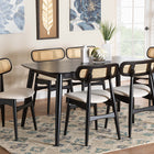 Baxton Studio Tarana Mid-Century Modern Cream Fabric and Black Finished Wood 7-Piece Dining Set