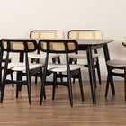 Baxton Studio Tarana Mid-Century Modern Cream Fabric and Black Finished Wood 7-Piece Dining Set