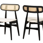 Baxton Studio Tarana Mid-Century Modern Cream Fabric and Black Finished Wood 2-Piece Dining Chair Set