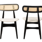 Baxton Studio Tarana Mid-Century Modern Cream Fabric and Black Finished Wood 2-Piece Dining Chair Set