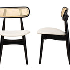 Baxton Studio Tarana Mid-Century Modern Cream Fabric and Black Finished Wood 2-Piece Dining Chair Set