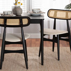 Baxton Studio Tarana Mid-Century Modern Cream Fabric and Black Finished Wood 2-Piece Dining Chair Set