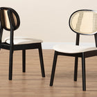 Baxton Studio Tarana Mid-Century Modern Cream Fabric and Black Finished Wood 2-Piece Dining Chair Set
