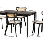 Baxton Studio Dannell Mid-Century Modern Cream Fabric and Black Finished Wood 5-Piece Dining Set