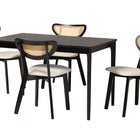 Baxton Studio Dannell Mid-Century Modern Cream Fabric and Black Finished Wood 5-Piece Dining Set
