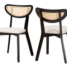 Baxton Studio Dannell Mid-Century Modern Cream Fabric and Black Finished Wood Dining Chair
