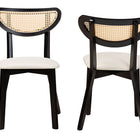 Baxton Studio Dannell Mid-Century Modern Cream Fabric and Black Finished Wood Dining Chair