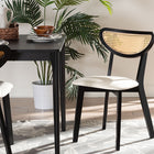 Baxton Studio Dannell Mid-Century Modern Cream Fabric and Black Finished Wood Dining Chair