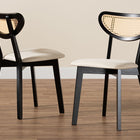 Baxton Studio Dannell Mid-Century Modern Cream Fabric and Black Finished Wood Dining Chair
