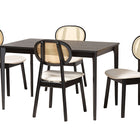 Baxton Studio Darrion Mid-Century Modern Cream Fabric and Black Finished Wood 5-Piece Dining Set