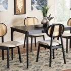 Baxton Studio Darrion Mid-Century Modern Cream Fabric and Black Finished Wood 5-Piece Dining Set