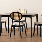 Baxton Studio Darrion Mid-Century Modern Cream Fabric and Black Finished Wood 5-Piece Dining Set