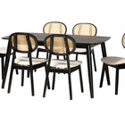 Baxton Studio Darrion Mid-Century Modern Cream Fabric and Black Finished Wood 7-Piece Dining Set