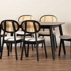 Baxton Studio Darrion Mid-Century Modern Cream Fabric and Black Finished Wood 7-Piece Dining Set