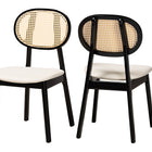 Baxton Studio Darrion Mid-Century Modern Cream Fabric and Black Finished Wood 2-Piece Dining Chair Set