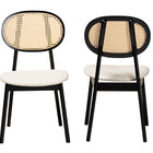 Baxton Studio Darrion Mid-Century Modern Cream Fabric and Black Finished Wood 2-Piece Dining Chair Set