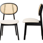 Baxton Studio Darrion Mid-Century Modern Cream Fabric and Black Finished Wood 2-Piece Dining Chair Set