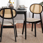 Baxton Studio Darrion Mid-Century Modern Cream Fabric and Black Finished Wood 2-Piece Dining Chair Set