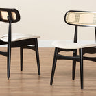Baxton Studio Darrion Mid-Century Modern Cream Fabric and Black Finished Wood 2-Piece Dining Chair Set