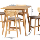 Baxton Studio Dannell Mid-Century Modern Grey Fabric and Natural Oak Finished Wood 5-Piece Pub Set