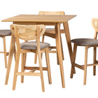 Baxton Studio Dannell Mid-Century Modern Grey Fabric and Natural Oak Finished Wood 5-Piece Pub Set
