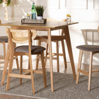 Baxton Studio Dannell Mid-Century Modern Grey Fabric and Natural Oak Finished Wood 5-Piece Pub Set