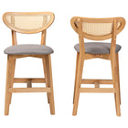 Baxton Studio Dannell Mid-Century Modern Grey Fabric and Natural Oak Finished Wood 2-Piece Counter Stool Set