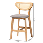 Baxton Studio Dannell Mid-Century Modern Grey Fabric and Natural Oak Finished Wood 2-Piece Counter Stool Set