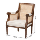 bali & pari Desmond Traditional French Beige Fabric and Walnut Brown Finished Wood Accent Chair