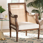 bali & pari Desmond Traditional French Beige Fabric and Walnut Brown Finished Wood Accent Chair