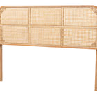bali & pari Lainer Modern Bohemian Natural Brown Finished Bayur Wood and Bamboo Queen Size Headboard