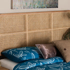 bali & pari Lainer Modern Bohemian Natural Brown Finished Bayur Wood and Bamboo Queen Size Headboard