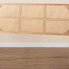 bali & pari Lainer Modern Bohemian Natural Brown Finished Bayur Wood and Bamboo Queen Size Headboard