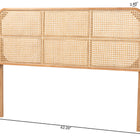 bali & pari Lainer Modern Bohemian Natural Brown Finished Bayur Wood and Bamboo Queen Size Headboard