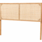 bali & pari Aurelia Modern Bohemian Natural Brown Finished Bayur Wood and Rattan Queen Size Headboard