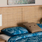 bali & pari Aurelia Modern Bohemian Natural Brown Finished Bayur Wood and Rattan Queen Size Headboard