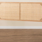 bali & pari Aurelia Modern Bohemian Natural Brown Finished Bayur Wood and Rattan Queen Size Headboard