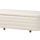 Baxton Studio Betiana Modern Japandi Cream Boucle Fabric and Walnut Brown Finished Wood Storage Bench
