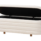 Baxton Studio Betiana Modern Japandi Cream Boucle Fabric and Walnut Brown Finished Wood Storage Bench