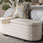 Baxton Studio Betiana Modern Japandi Cream Boucle Fabric and Walnut Brown Finished Wood Storage Bench