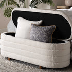 Baxton Studio Betiana Modern Japandi Cream Boucle Fabric and Walnut Brown Finished Wood Storage Bench