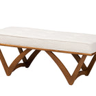 Baxton Studio Chenoa Japandi Cream Boucle Fabric and Walnut Brown Finished Wood Bench