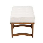Baxton Studio Chenoa Japandi Cream Boucle Fabric and Walnut Brown Finished Wood Bench