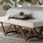 Baxton Studio Chenoa Japandi Cream Boucle Fabric and Walnut Brown Finished Wood Bench