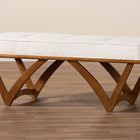 Baxton Studio Chenoa Japandi Cream Boucle Fabric and Walnut Brown Finished Wood Bench