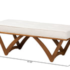 Baxton Studio Chenoa Japandi Cream Boucle Fabric and Walnut Brown Finished Wood Bench