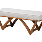 Baxton Studio Chenoa Japandi Light Grey Boucle Fabric and Walnut Brown Finished Wood Bench