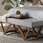 Baxton Studio Chenoa Japandi Light Grey Boucle Fabric and Walnut Brown Finished Wood Bench